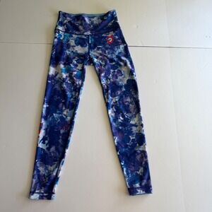 Peloton‎ x WITH Womens High Waisted Active Leggings Blue Purple Abstract Print S